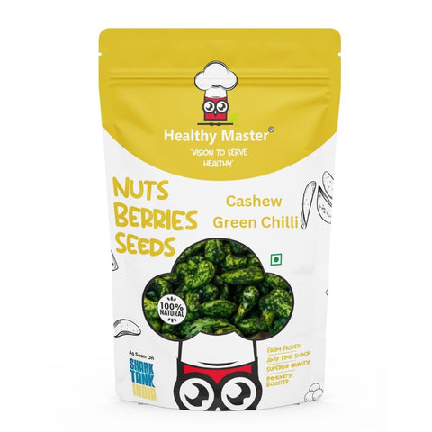Healthy Master Cashew Nuts | Kaju | Green Chilli Flavour